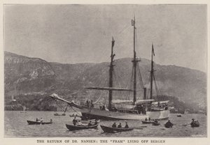 El regreso del Dr. Nansen, el Fram frente a Bergen de English Photographer