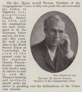 El Reverendo H Arnold Thomas, Presidente de la Unión Congregacional de English Photographer