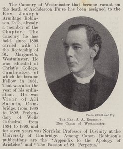 El Reverendo J A Robinson, nuevo canónigo de Westminster de English Photographer