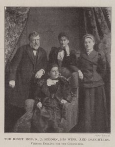 El muy honorable R J Seddon, su esposa e hijas, visitando Inglaterra para la coronación de English Photographer
