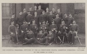 Los prisioneros de Roodeval, oficiales de la 4ª Milicia de Derbyshire (Sherwood Foresters) capturados por los bóers el 7 de junio