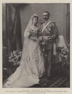 El Matrimonio Real en Coburgo, el Príncipe Ernesto de Hohenlohe-Langenburg y su Novia, la Princesa Alexandra, en su Vestido de Novia de English Photographer