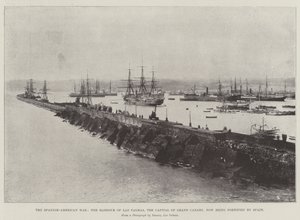 La guerra hispanoamericana, el puerto de Las Palmas, la capital de Gran Canaria, ahora fortificada por España
