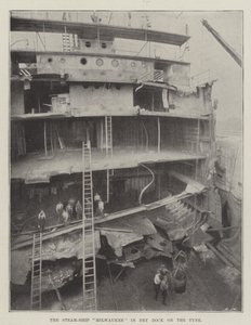 El barco de vapor Milwaukee en dique seco en el Tyne de English Photographer