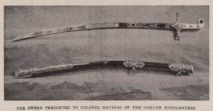 La Espada presentada al Coronel Mathias de los Gordon Highlanders