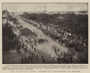 La crisis del Transvaal, desfile de voluntarios en Durban
