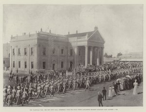 La Guerra del Transvaal, el Nuevo Ayuntamiento de Kimberley, con el Regimiento Leal de Lancashire del Norte Desfilando, 7 de Octubre de 1899