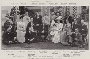 El Virrey de la India, Lord y Lady Curzon y el personal virreinal de English Photographer