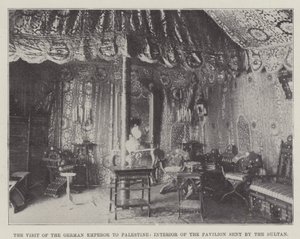 La visita del emperador alemán a Palestina, interior del pabellón enviado por el sultán de English Photographer