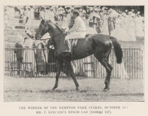 El ganador de las Kempton Park Stakes, 11 de octubre, el Epsom Lad del Sr. T Kincaid (Gomez montado)