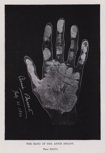 La mano de la Sra. Annie Besant de English Photographer