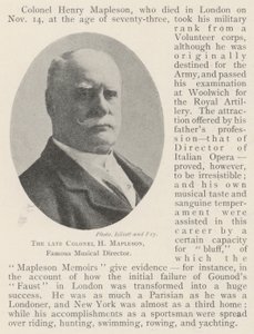 El difunto Coronel H Mapleson, famoso director musical de English Photographer