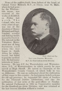 El difunto Coronel Milward, MP por la División de Stratford-on-Avon de English Photographer
