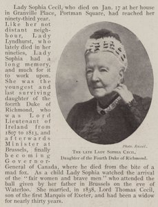 La fallecida Lady Sophia Cecil, Hija del Cuarto Duque de Richmond