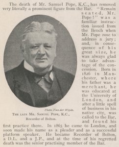 El Difunto Sr. Samuel Pope, KC, Registrador de Bolton de English Photographer