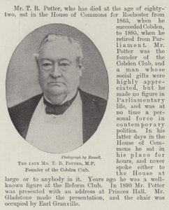 El difunto Sr. T B Potter, MP, fundador del Cobden Club de English Photographer