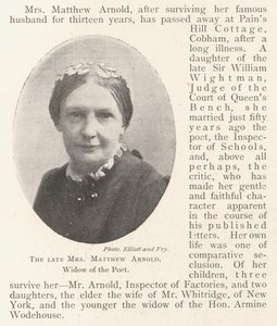 La difunta Sra. Matthew Arnold, viuda del poeta