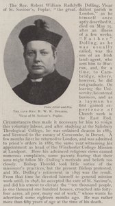 El difunto reverendo R W R Dolling, vicario de St Saviours, Poplar de English Photographer