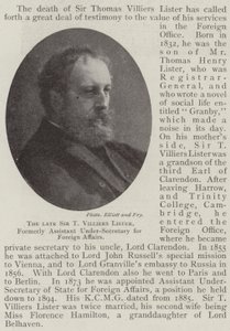 El difunto Sir T Villiers Lister, anteriormente Subsecretario Adjunto de Asuntos Exteriores de English Photographer