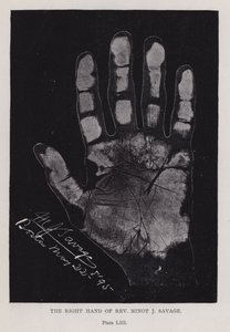 La mano derecha del Rev. Minot J Savage de English Photographer