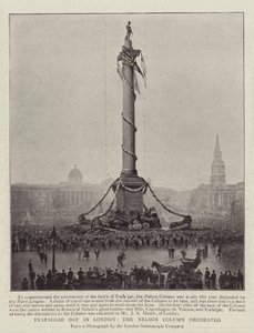 Día de Trafalgar en Londres, la columna de Nelson decorada