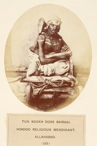 Tun Sookh Doss Bairago, Mendigo Religioso Hindú, Allahabad, de The People of India, por J. Forbes Watson, publicado en 1868 de English Photographer