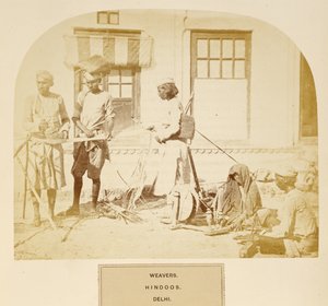 Tejedores, Hindúes, Delhi, de The People of India, por J. Forbes Watson, publicado en 1868
