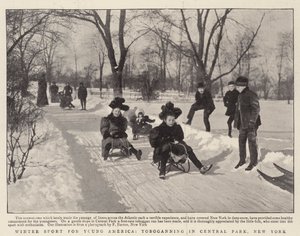 Deporte de invierno para la joven América, tobogán en Central Park, Nueva York de English Photographer