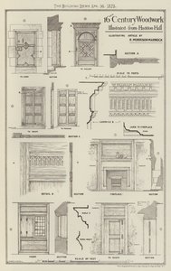 Trabajo en madera del siglo XVI, ilustrado desde Haddon Hall de English School
