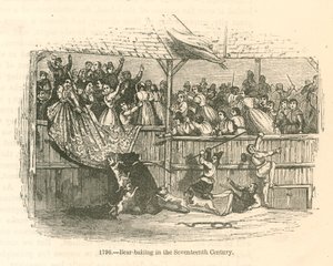 Reconstrucción del siglo XIX de un oso causando pánico de English School