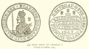 Pieza de Oro de £3 de Carlos I de English School