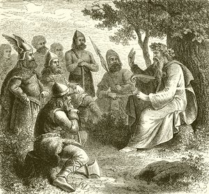 Un bardo cantando las hazañas de los guerreros teutones de English School