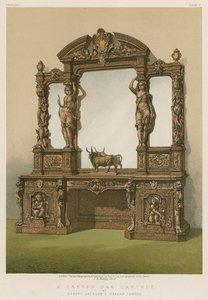 Un gabinete de roble tallado por Messrs Jackson y Graham, Londres de English School