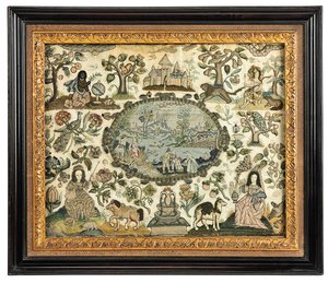 Una imagen de bordado de Carlos II de África y el Nuevo Mundo, c.1660-70 de English School