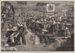 Cena de Navidad en el castillo de proa del Pembroke Man-of-War de English School