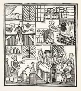Una colección de recetas de cocina, ilustración de Chap-books del siglo XVIII de John Ashton, pub. 1882 de English School