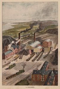 A Colliery (litografía en color) de English School