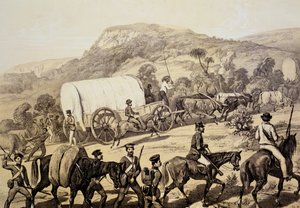 Un convoy de carros, de Escenas en Kafirland y Incidentes en la Guerra Kafir de 1851-53 de English School