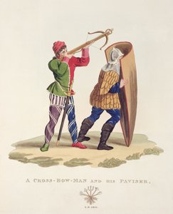Un ballestero y su pavisero, 1433, de Armadura Antigua por Samuel Rush Meyrick, 1824