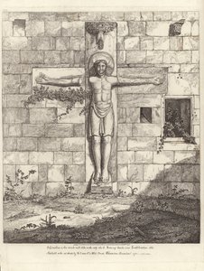Un Crucifijo en la pared exterior del pasillo sur de la Iglesia de Rumsey de English School