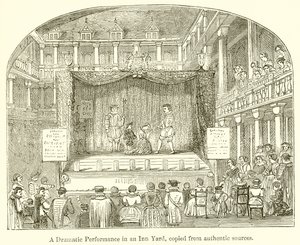 Una representación dramática en un patio de posada de English School