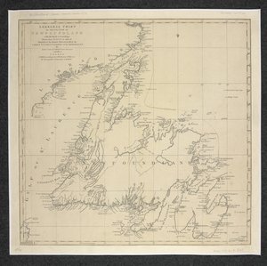 Un gráfico general de la isla de Terranova con las rocas y los sondeos, elaborado a partir de estudios realizados... Por James Cook y Michael Lane de English School