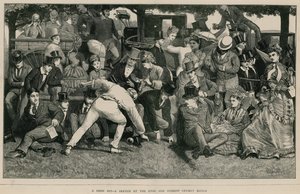 Un buen golpe - un boceto en el partido de críquet de Eton y Harrow de English School