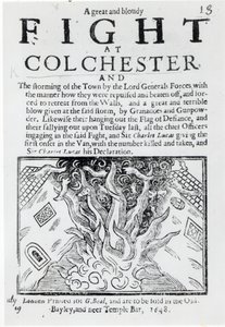 Una gran y sangrienta batalla en Colchester, impreso en 1648