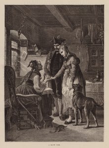 Una pareja feliz (grabado) de English School