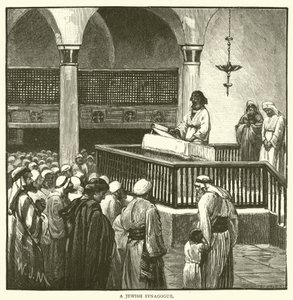 Una sinagoga judía (grabado)