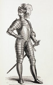 Un caballero con armadura completa en el siglo XV, c.1880