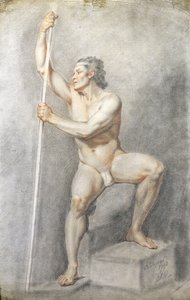 Un desnudo masculino sosteniendo un bastón, c.1770 de English School