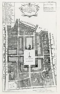 Mapa de la parroquia de St Pauls Covent Garden tomado del último levantamiento de English School