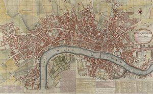 Un nuevo y exacto plano de las ciudades de Londres y Westminster y el distrito de Southwark, 1725 de English School